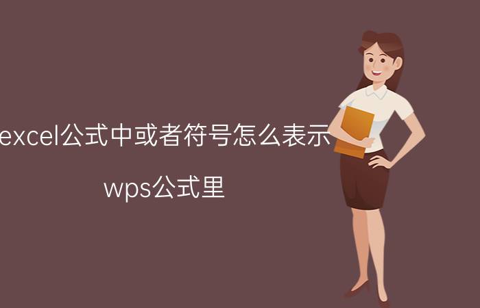 excel公式中或者符号怎么表示 wps公式里  或怎么表示？